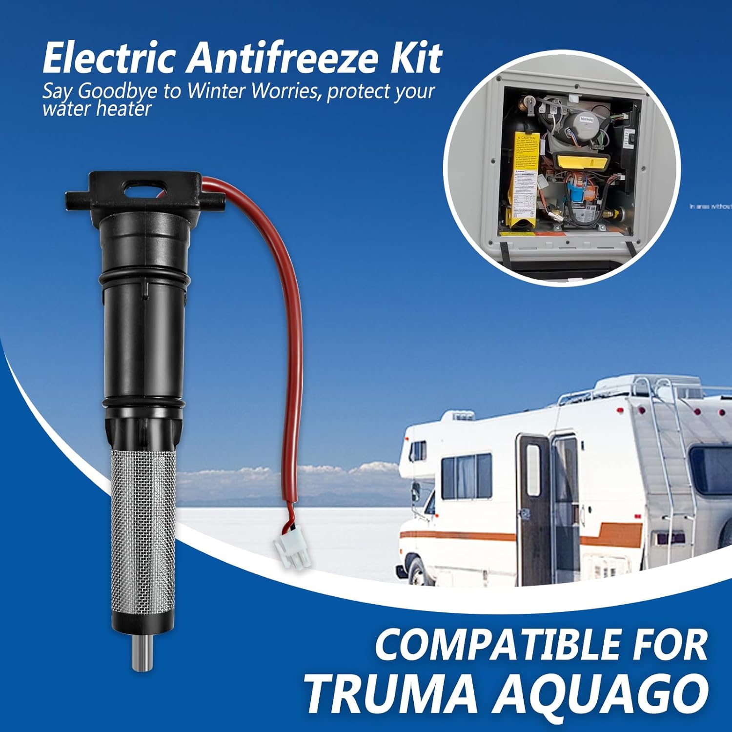 Electric Antifreeze Kit Compatible with Truma AquaGo, Frost-Free Protection to -20°C/-4°F | 12V DC, Easy Install for your AquaGo Water Heater, No Need Draining No Gas Required
