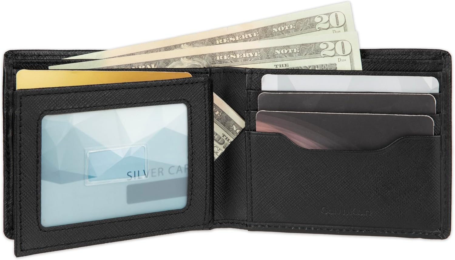 Calvin Klein Men's RFID Leather Minimalist Bifold Wallet with Multiple Card Slots and ID Window - Image 6
