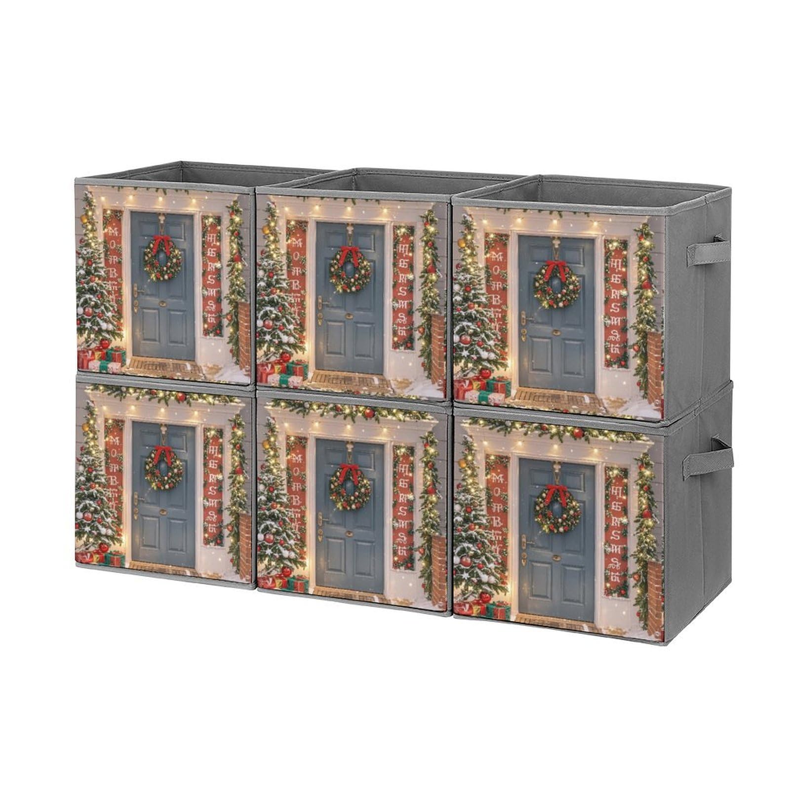 Boîte de rangement pour décoration de Noël en lot de 6 bacs de bureau