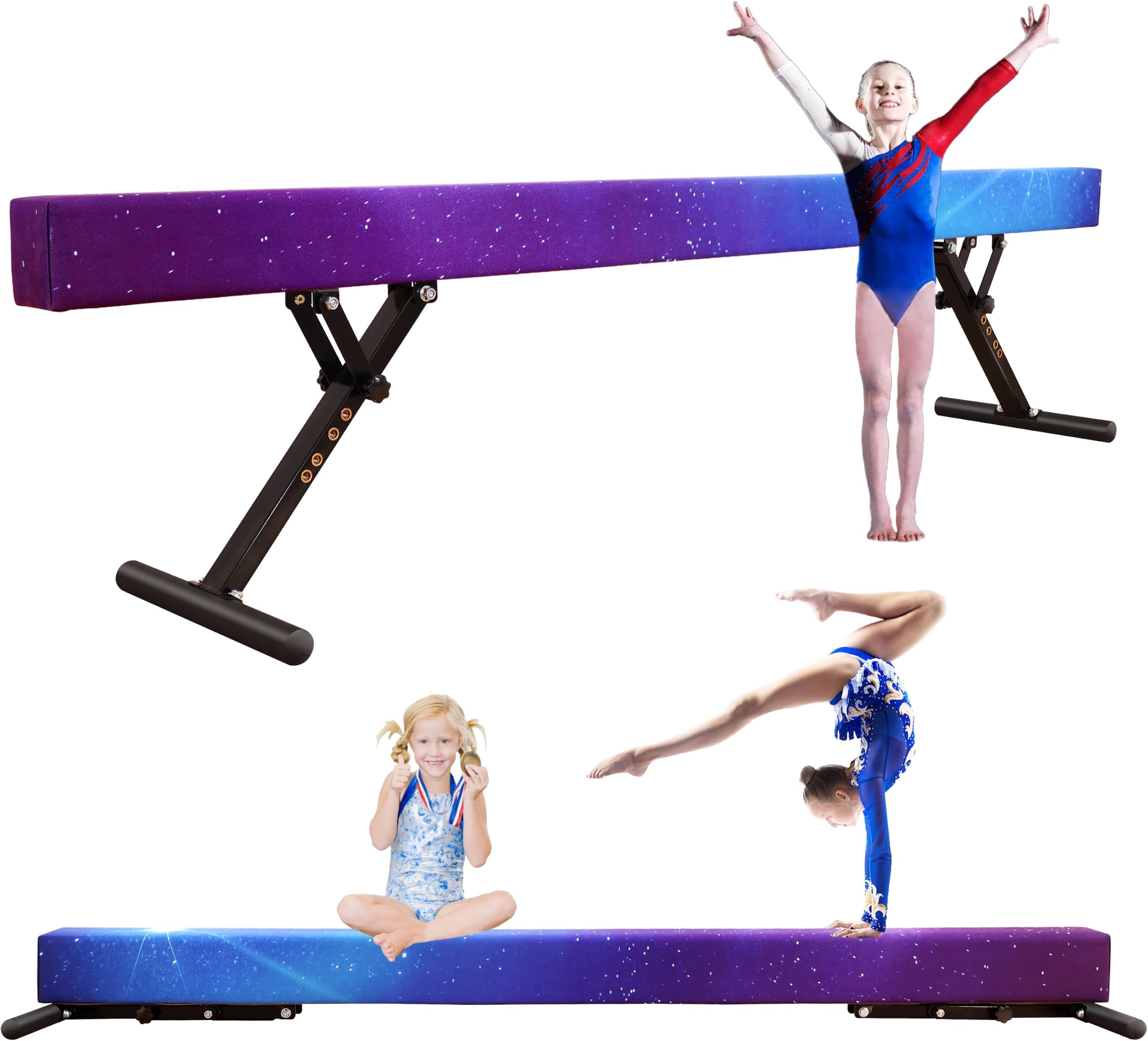 MARFULA Extra Stability Wood Folding Balance Beam Gymnastics Floor Beam for Kids/Adults Home Use