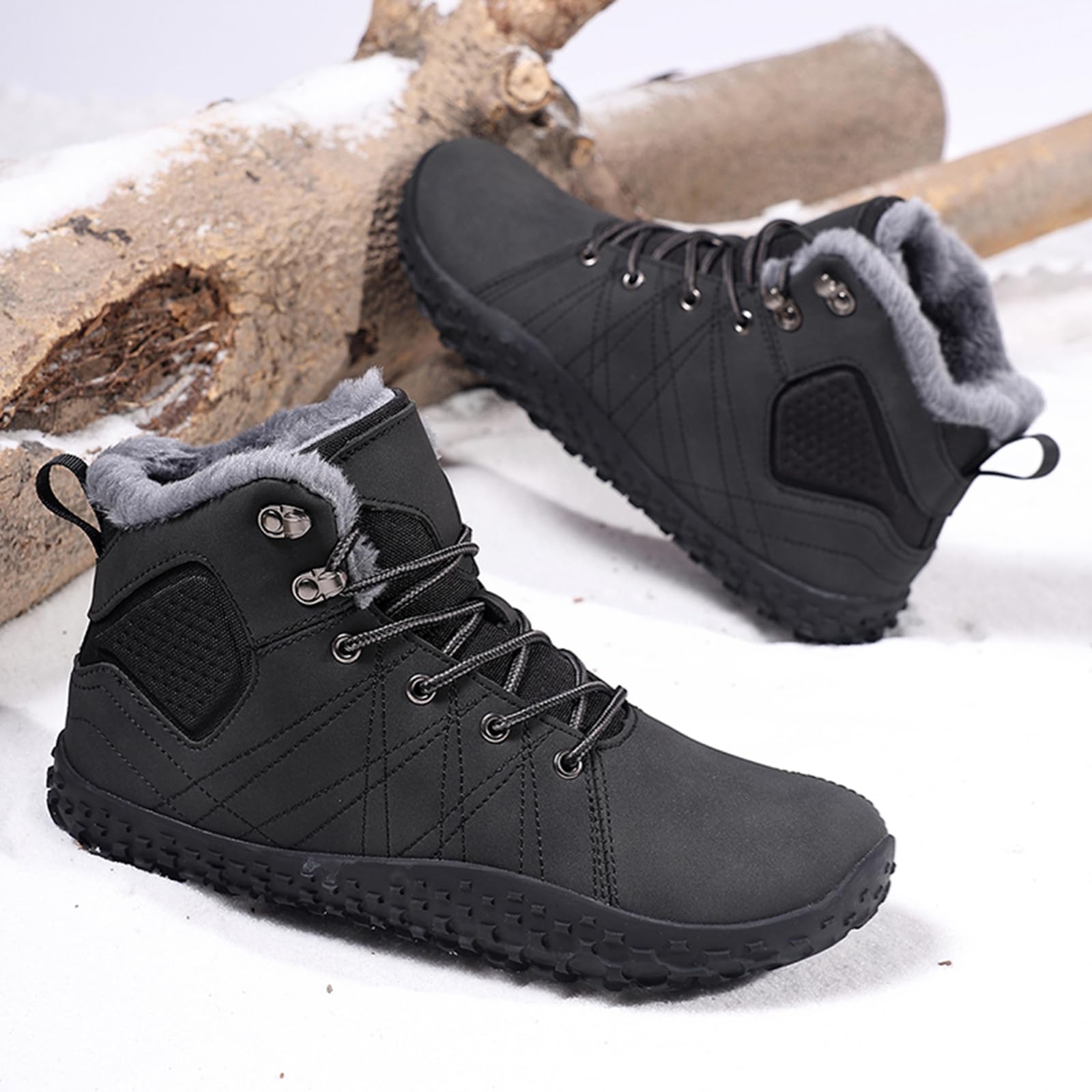 CUTEHEELS Męskie śniegowce High Top | buty zimowe z izolacyjną podszewką z polaru i gumową podeszwą na wędrówki w śniegu, do codziennego użytku w mieście