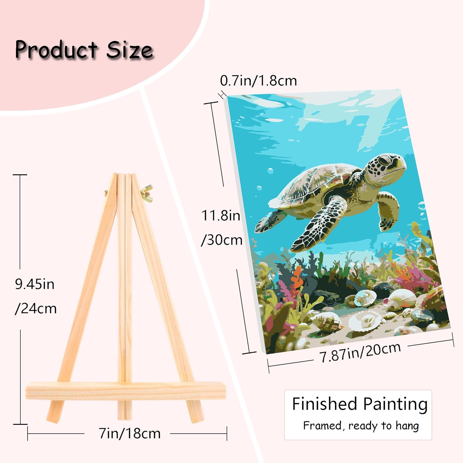 Muzagroo Art 4 Pcs Paint by Numbers Kits for Adults Framed Canvas with Wooden Easel DIY Sea Turtle Acrylic Oil Paintings Kits Paint by Numbers on Canvas Wall Art (8x12 inch)