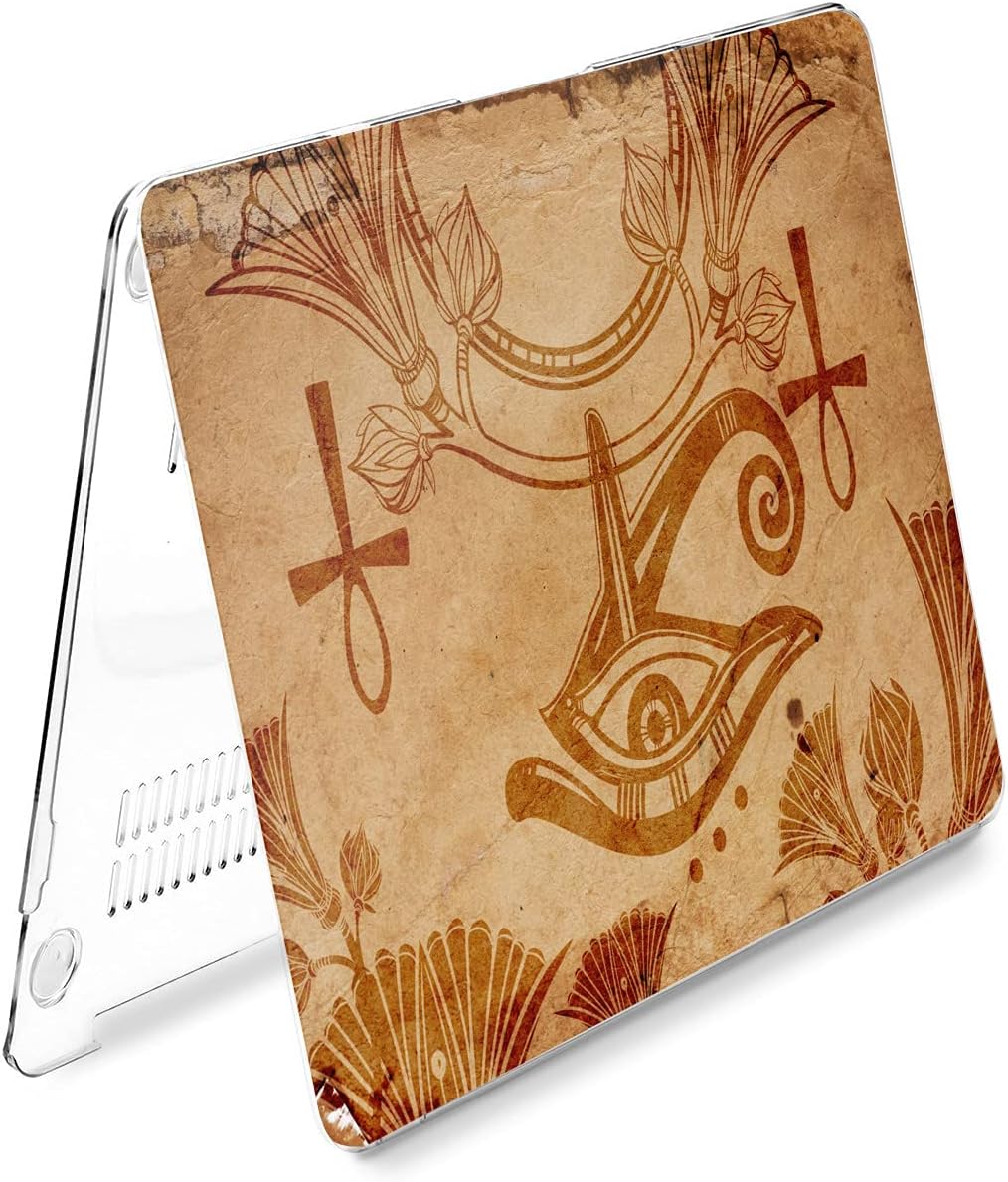 Hard Case Compatible for MacBook Pro 16 14 M3 M2 2023 M1 Pro 13 2022 Air 13 2021 Retina 2020 Mac 11 12 Ethnic Pharaon Laptop Ankh Ancient Cover Print Protective Horus of Eye Design Egyptian