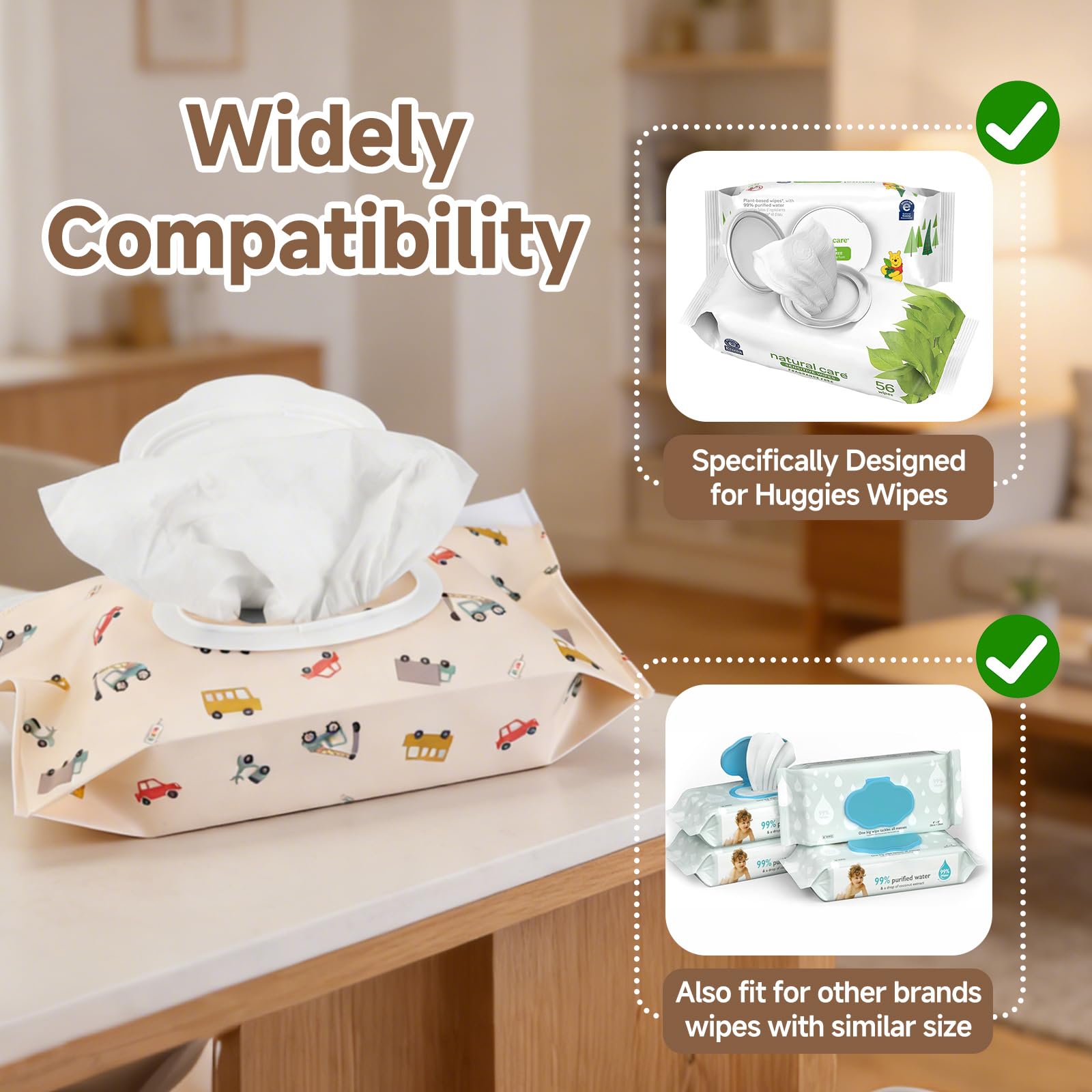 Wipes Container Compatible with Huggies - Portable Reusable Wipes Bag Pouches - Travel Wet Wipes Dispenser - Refillable Wipe Holder Case - Wipe Bags Pouch for Diaper Bag for Outdoor, Bathroom and More — view 4