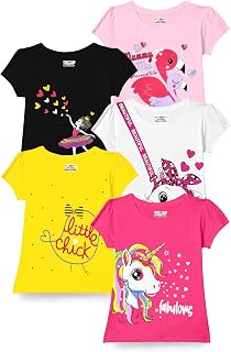 Kuchipoo Girls Half Sleeves Regular Fit Cotton T-Shirt Price In India
