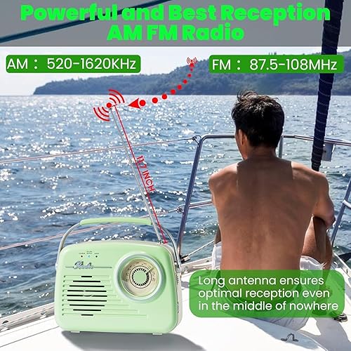 Miniatura 5 de Radio portátil enchufable para el hogarpared al aire libre, radio vintage con Bluetooth, esfera grande fácil de usar, adecuada para el hogar, al