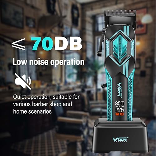Miniatura 6 de VGR 119 cortapelos inalámbricos profesionales para hombres, cortapelos de peluquería recargables con base, máquina de corte de pelo con batería de