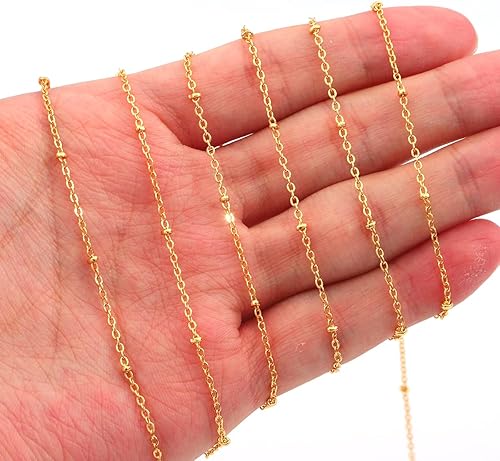 Miniatura 7 de BEADIA Cadenas O chapadas en oro de 18 quilates de 0.118in, 6.6ft para fabricación de joyas