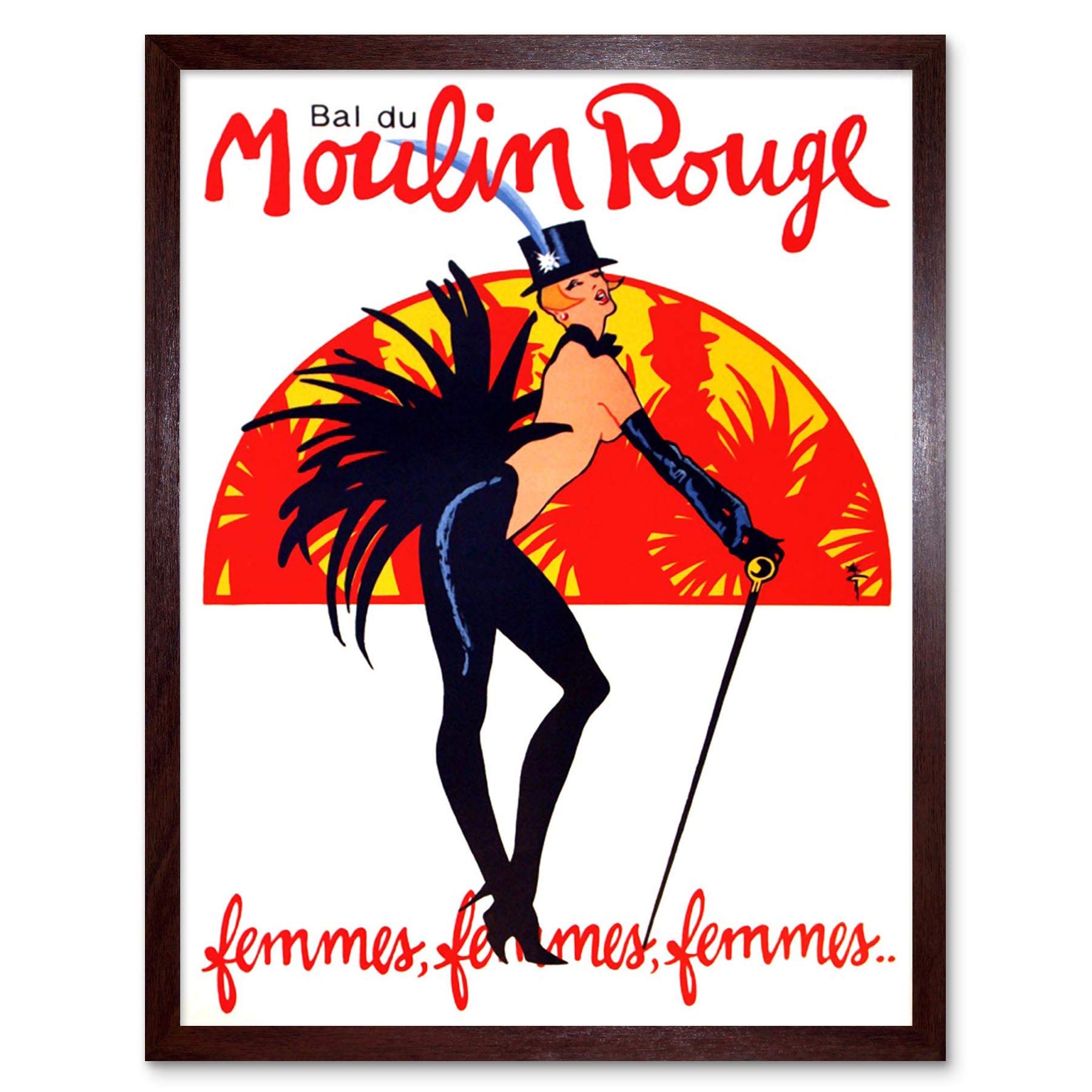Wee Blue Coo Theatre Stage Burlesque Moulin Rouge Ball Exotic Dance Venue Paris Art Print Framed Poster Wall Decor 12X16 Inch