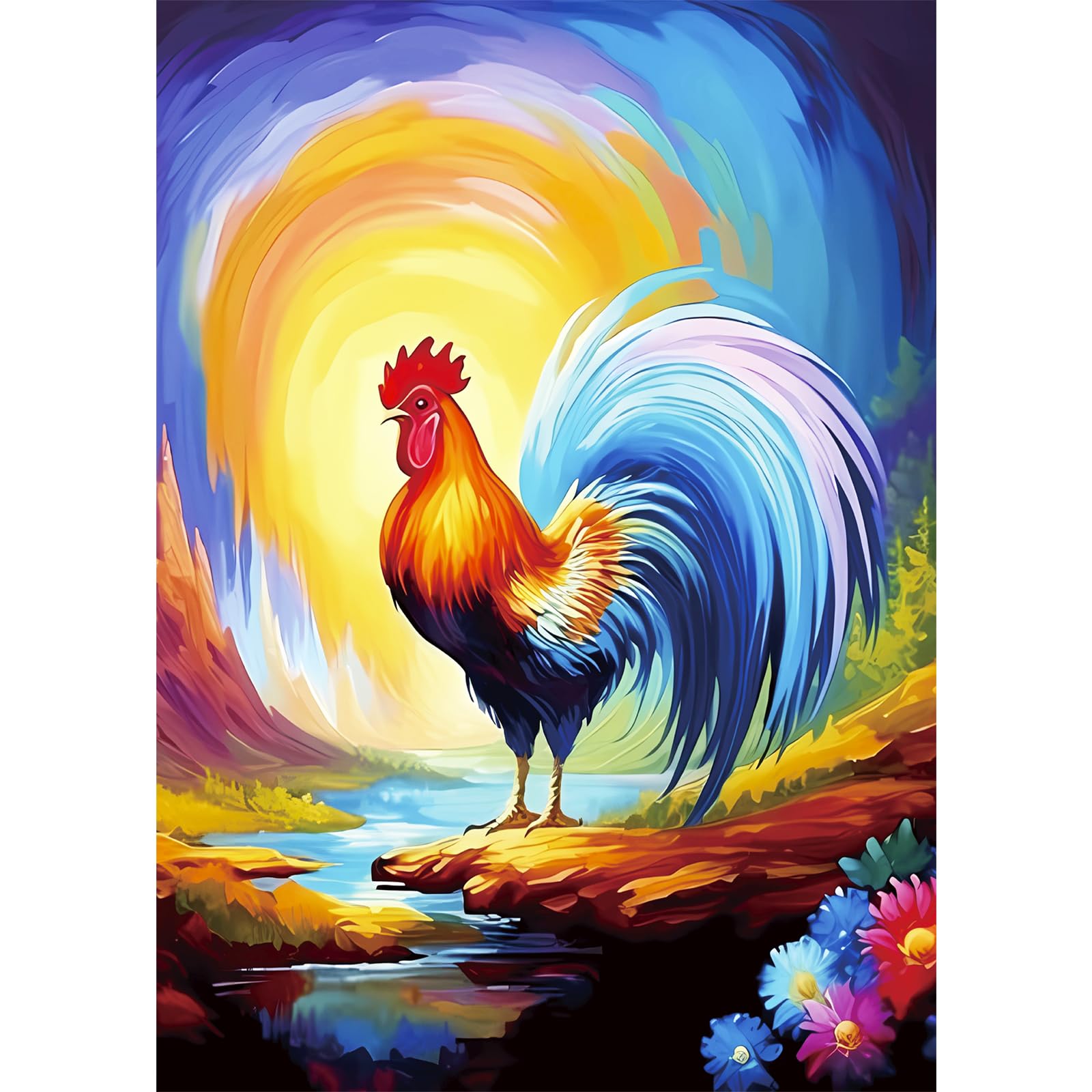 Edsjegn 1000 Piece Puzzle, Jigsaw Puzzles 1000 Pieces for Adults, Puzzles for Adults 1000 Pieces, Funny Puzzles, Abstract Starry Colorful Rooster Puzzles 1000 Pieces