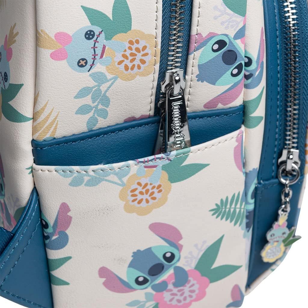 Loungefly x Disney Lilo & Stitch Hawaiian Flowers Stitch and Scrump AOP Backpack - Image 5