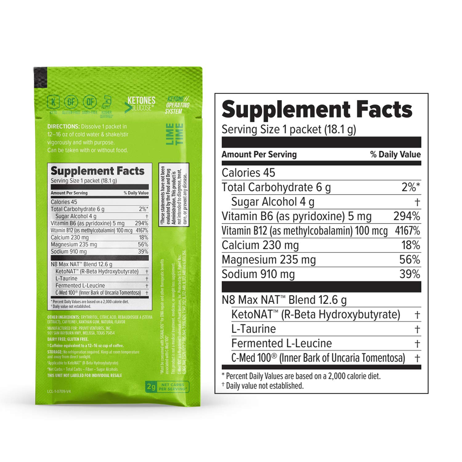 PRÜVIT Keto//OS NAT Lime Time Keto Supplements – Charged - Exogenous Ketones - BHB Salts Ketogenic Supplement for Workout Energy Boost for Men and ...