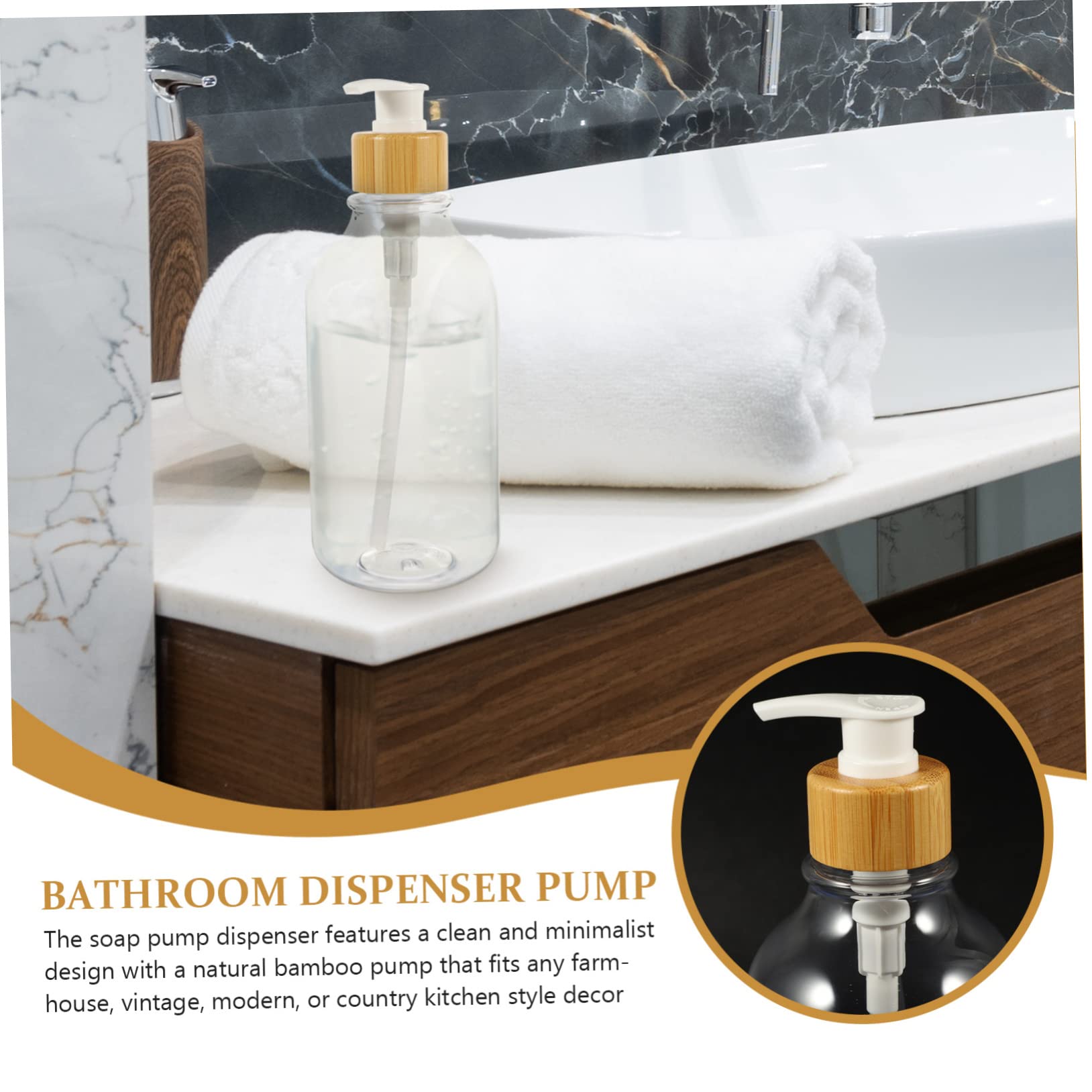 OUNONA 3 Series Botella Dispensadora De Jabón Líquido con Bomba De Bambú De Botella De Viaje para Baño Y Cocina Resistente Y Elegante 2 Piezas X 3