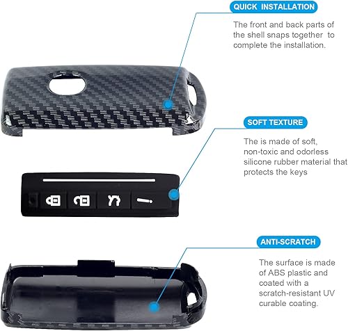 Miniatura 10 de SK CUSTOM Funda inteligente para llavero compatible con Mazda 3 6 CX-30 CX-5 CX-9 34 botones, goma de silicona roja, patrón de fibra de carbono