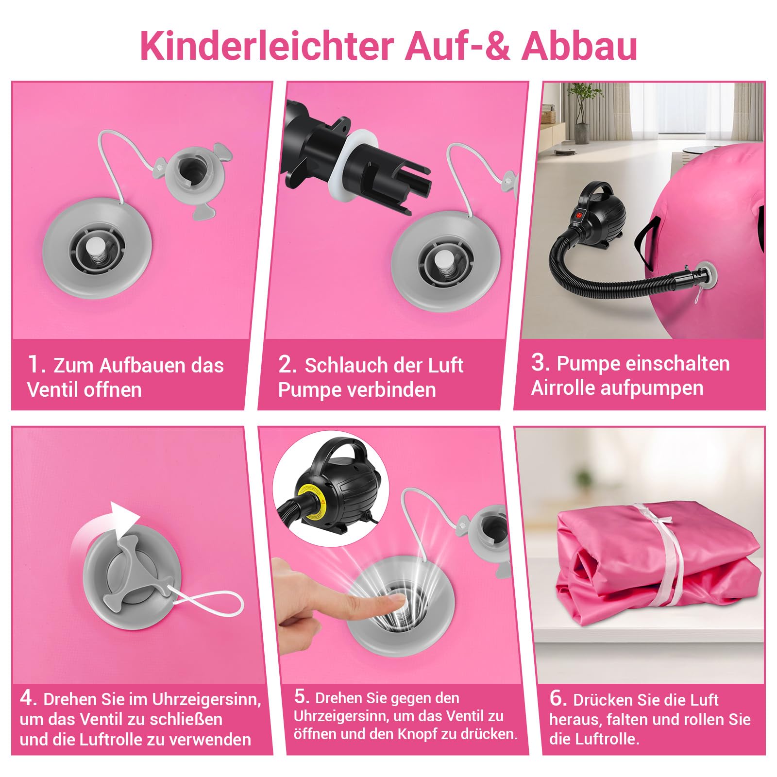 Skeufy Air Matte Track, Tappeto Gonfiabile per Ginnastica e Yoga con Pompa Elettrica, Airroll Air Rolle per Ginnastica, Tappeto da Ginnastica, Tappeto Sportivo per Casa e All'aperto'