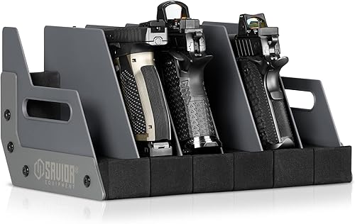 Miniatura 1 de Savior Equipment - Exhibidor para pistola, revólver, arma de fuego, para 4 a 8 de la mayoría de pistolas de cañón largo, espuma acolchada para