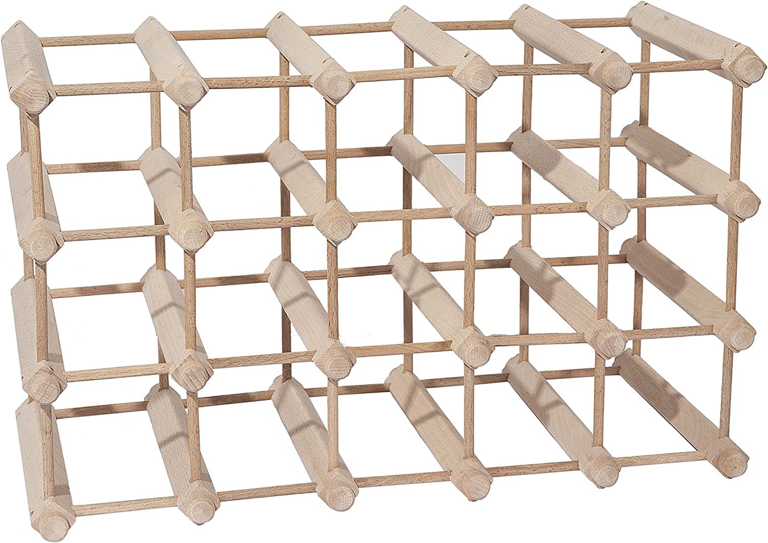 Aranaz- Portabottiglie Impilabile - Supporto per 20 Bottiglie di Vino - Legno di Faggio - Con 4 Ripiani - Ripiano Impilabile - 55,5X 27,5X 34 cm