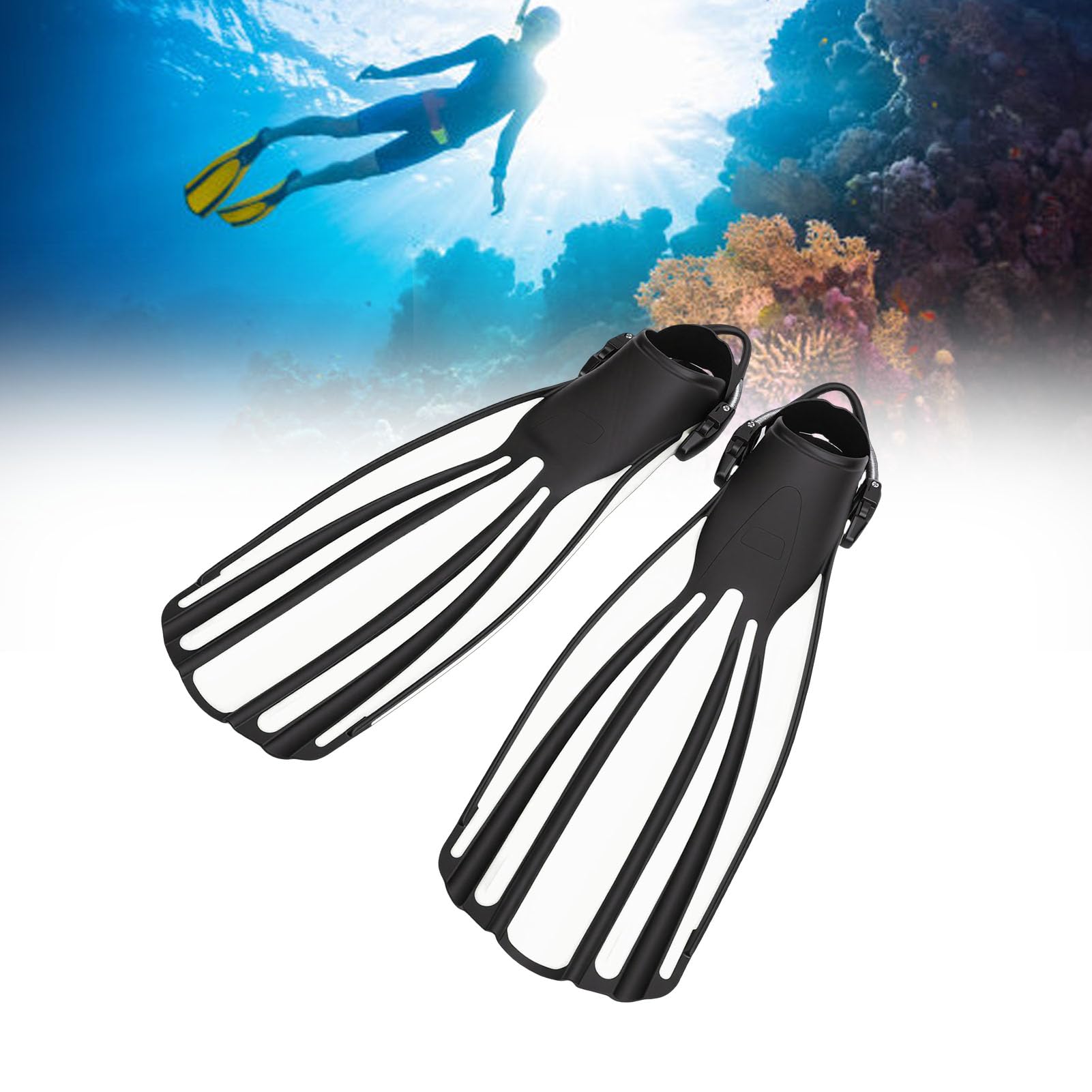 Fockety Aletas de Buceo, Aletas de Buceo TPR Ajustables, de Apnea de