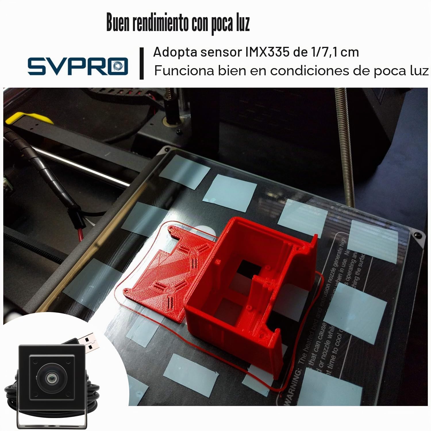 SVPRO - Cámara USB de 5 MP 30 FPS IMX335 para impresora 3D, grabador láser, máquina de visión, cámara industrial, vigilancia de seguridad (M12, USB Plug & Play, Windows