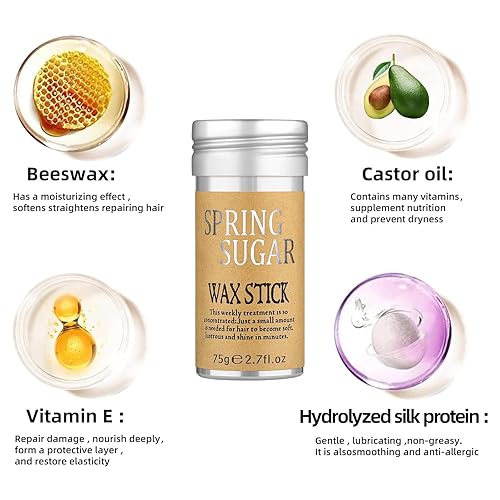 Miniatura 5 de SPRINGSUGAR Juego de varillas de cera para el cabello, barra deslizante para control del cabello, peine de peinado para pelucas de cabello frizz