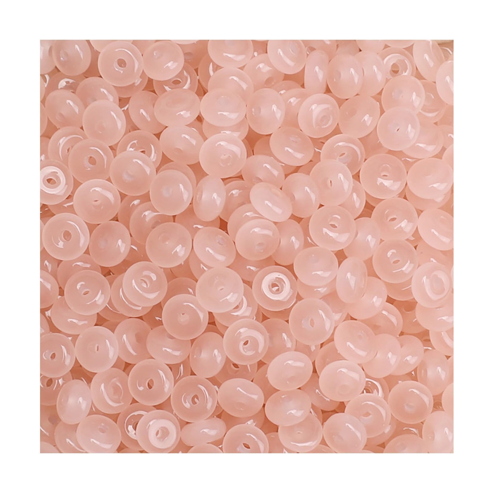 300Pcs Glass Beads Flat Round 3x6mm for DIY Jewelry Accessories Bracelet Necklaces Key Chain Earrings Mobile Phone Chain Making Supplies (Pink)