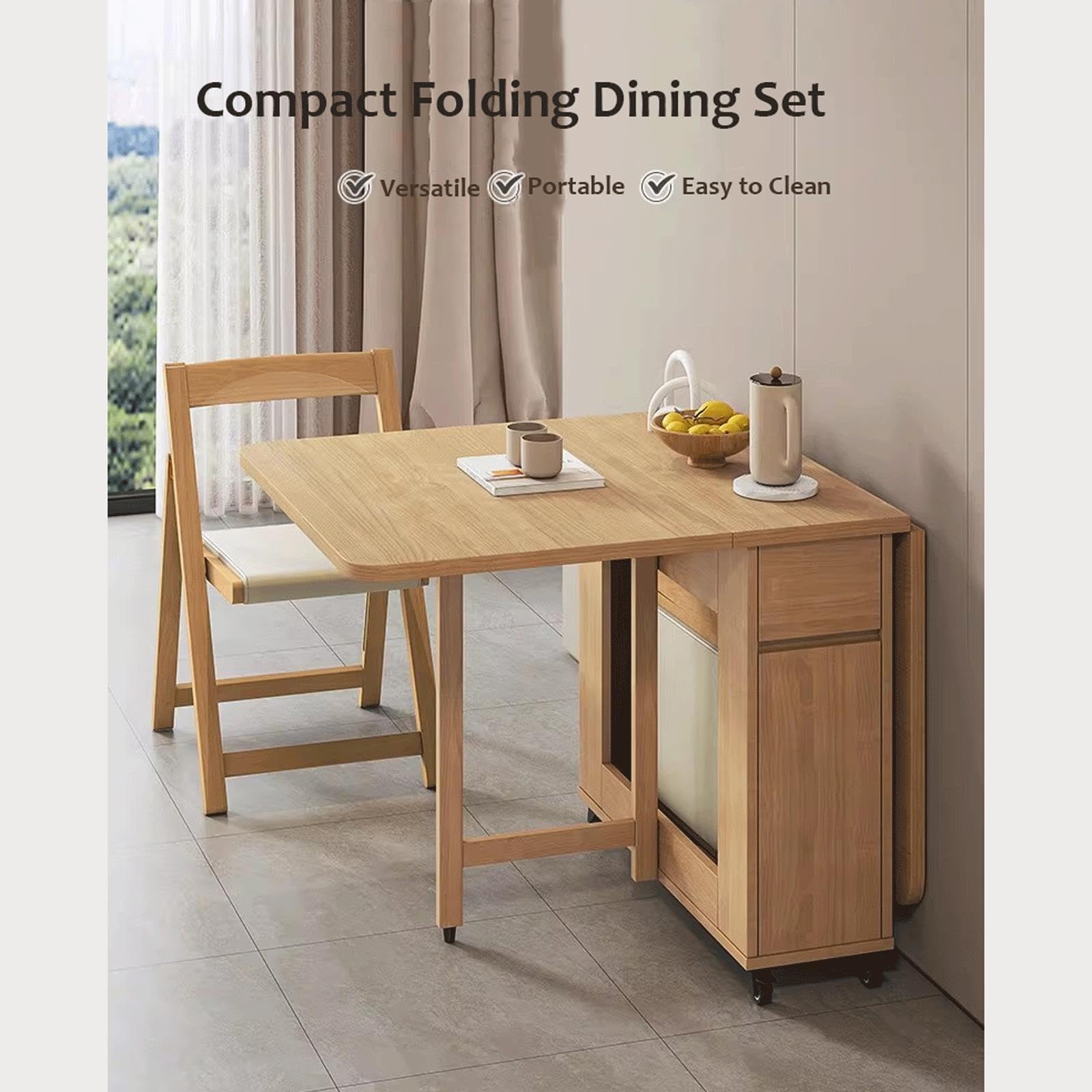 Set Tavolo E Sedie Con Contenitore Con 4 Sedie Pieghevoli 1,4 M