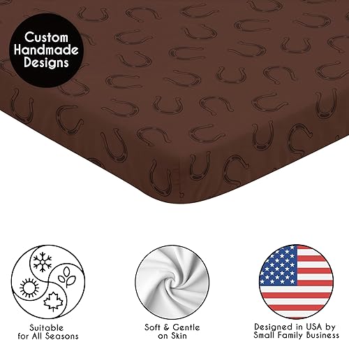Miniatura 2 de Sweet Jojo Designs Sábana bajera ajustable para cuna de bebé, bebé, habitación de recién nacido, colchón portátil y juego con estampado de herradura