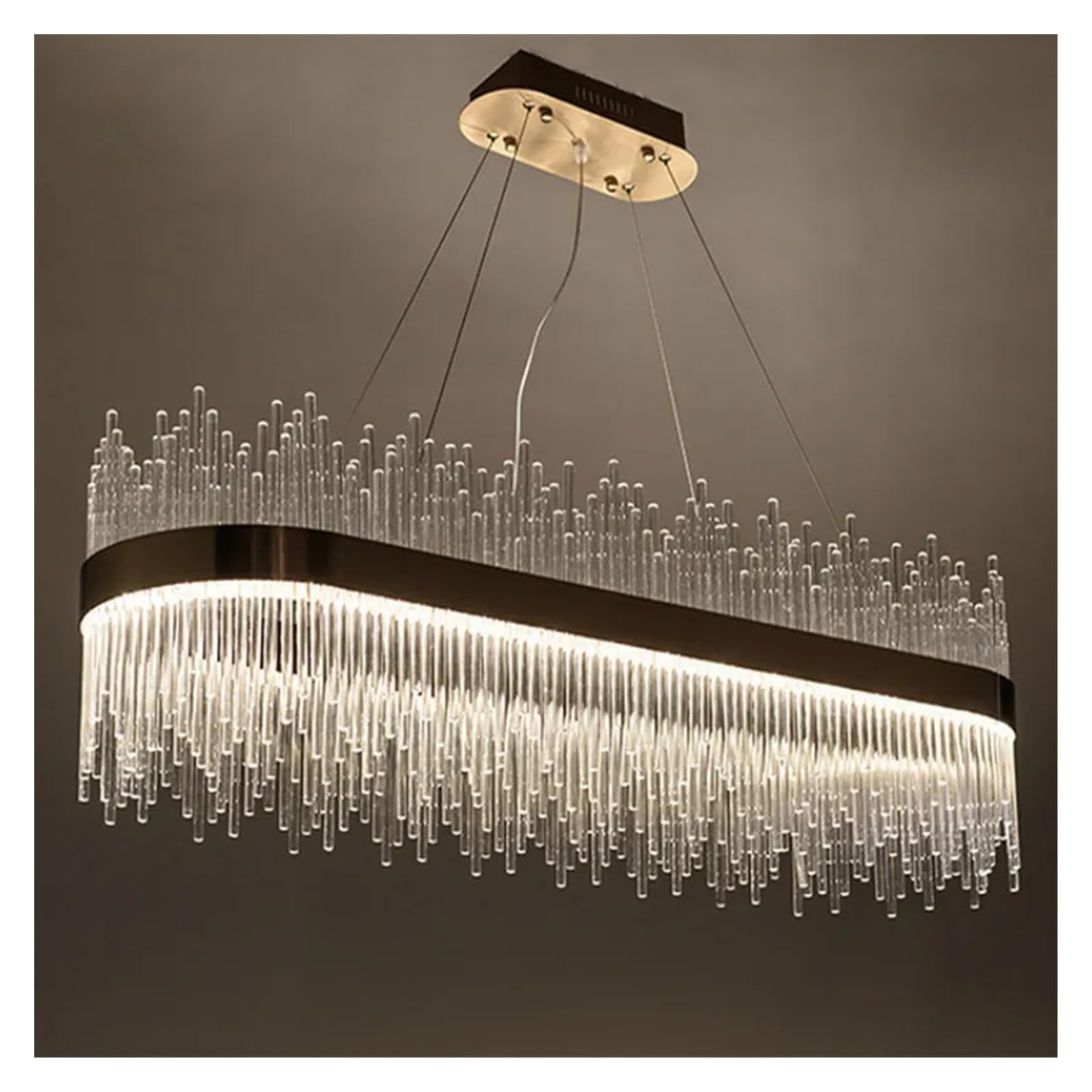 Genérico Lámparas de araña, Lámpara colgante LED de cristal lujo moderna for comedor, lámpara techo regulable, suspensión metal brillante, accesorios iluminación(1 ring dia80cm,Natural)