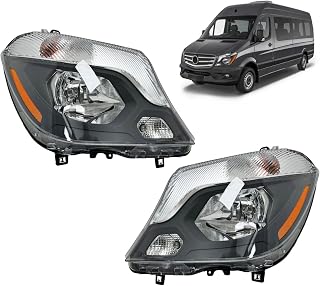 CONCEPT AUTOMOTIVE LIGHTS Replacement For Mercedes Sprinter 2014-2018 Halogen Headlight Assembly With Bulbs OEM: 9068202961, 9068202961 Partslink:MB2503221,MB2502221 (Left/Right Side Pair Set)