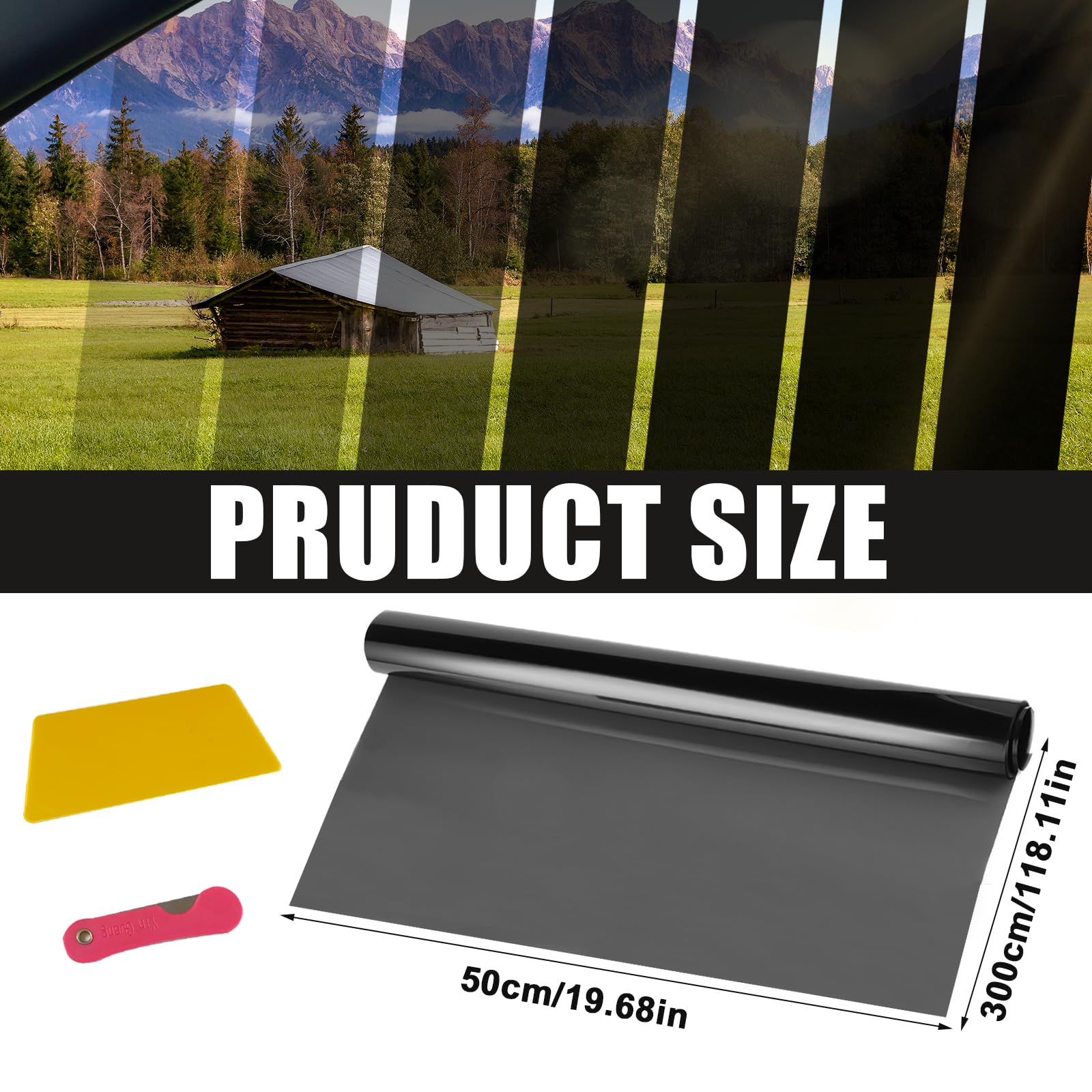 Película tintada para auto, película de protección solar autoadhesiva para parabrisas, película de protección visual, bloquea rayos UV/IR, protección solar, película para ventanas de auto resistente a