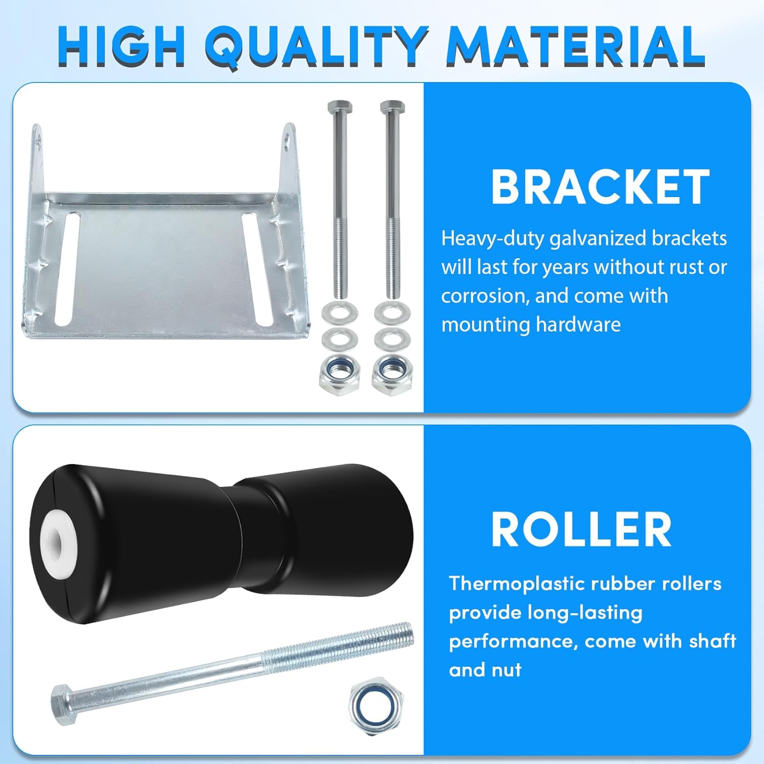 8In/10In Boat Trailer Roller Bracket Assembly,Boat Trailer Keel Rollers with Brackets,Adjustable Keel Roller with Panel Bracket Assembly Boat Trailer Accessories