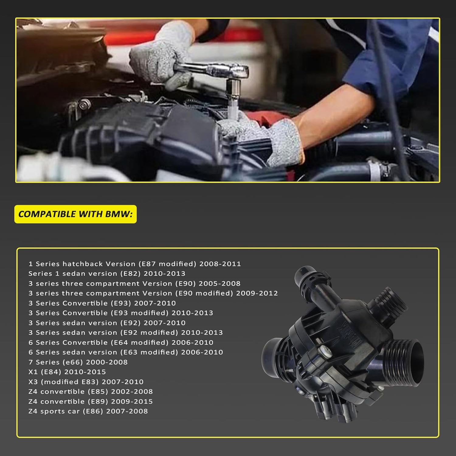 MUNIK 11537549476 Thermostat Housing Assembly with Screws Compatible with BMW 323i 325i 328i 330i 335i 525i 528i x3 Z4 128i Replace# 11537536655 11537544788 QTH640K 3282280005 TH39797 TM1497