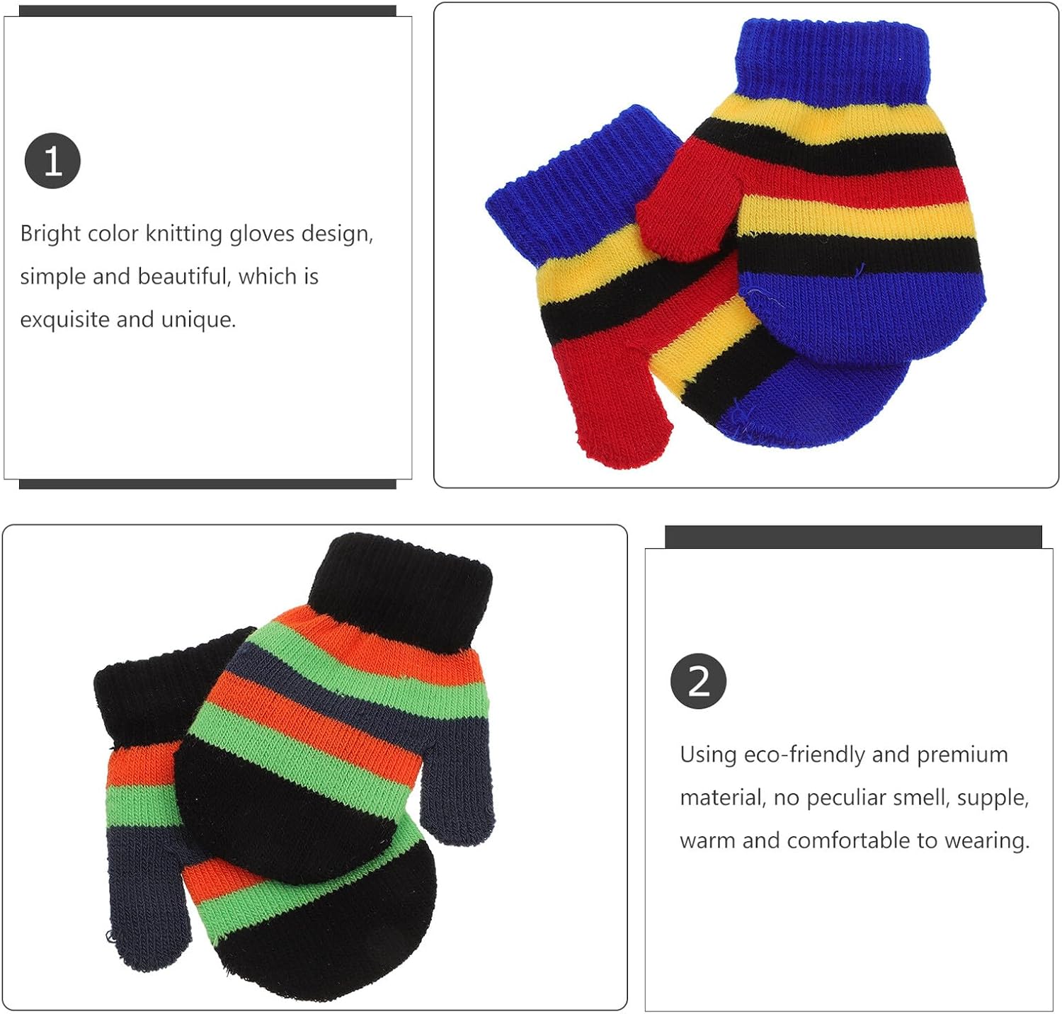 SHOWERORO 6 Pairs Winter Warm Knitted Gloves Full Palm Coverage Outdoor Hand Protectors for Boys and Ages Soft for Cold Weather