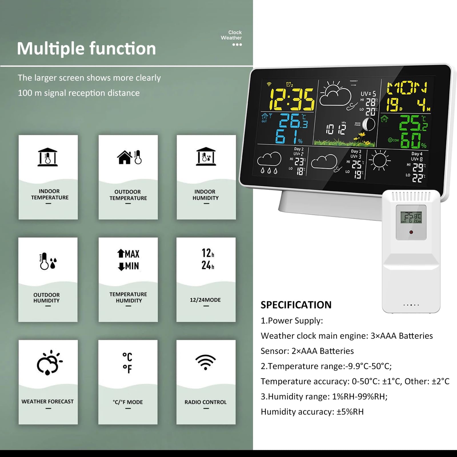 Estación meteorológica Inteligente WiFi con Control remoto y sensores de la aplicación Tuya, termómetro de Temperatura Interior y Exterior, medidor de Lluvia y Viento, barométrico,