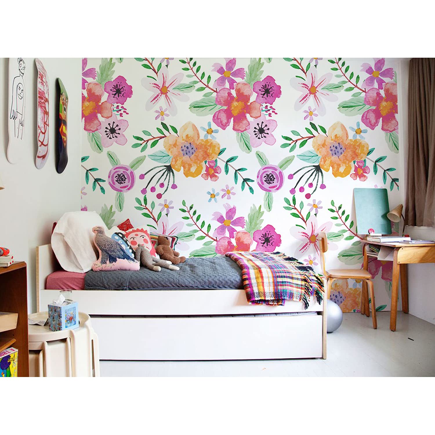 Papier peint floral alternatif Coloray 152x104cm pour masquer défauts mur