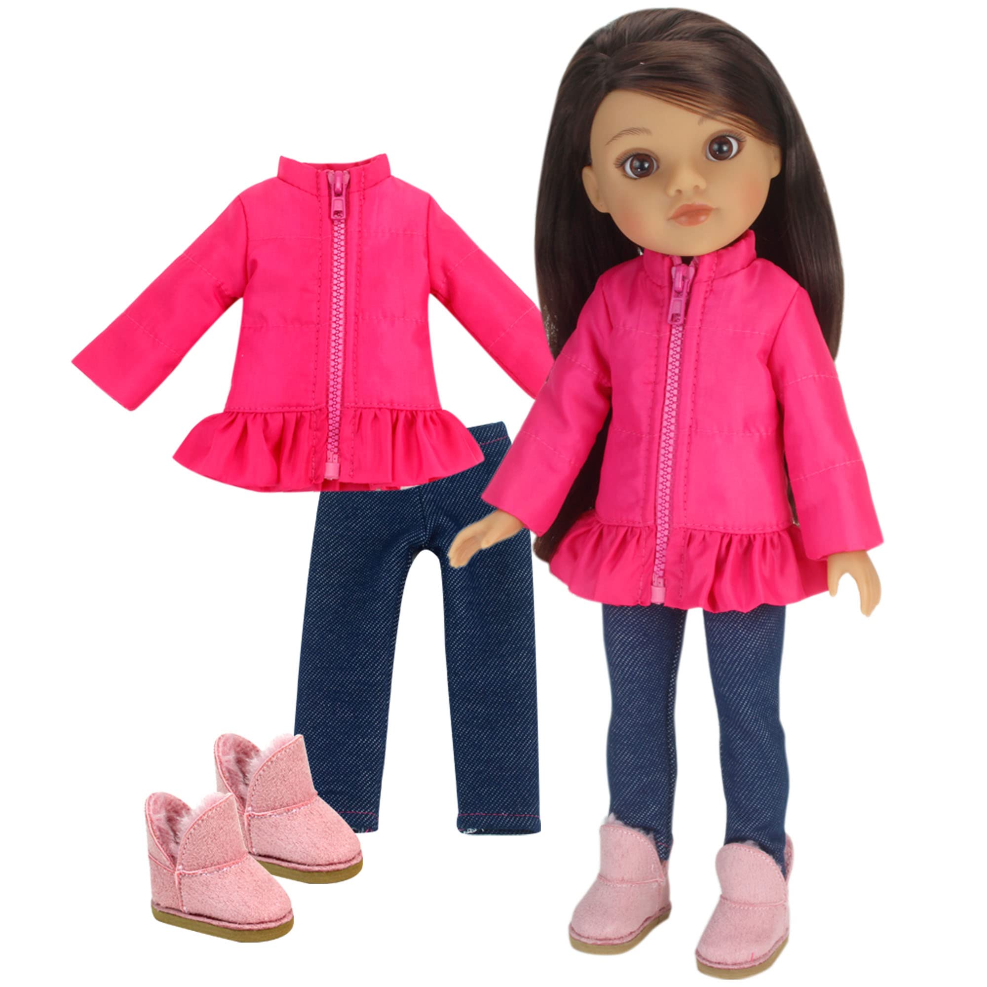 Sophia’s 3 Piece Baby Dolls Clothes Set, Doll Pink Jacket, Jeggings with Doll Boots for 15 Inch Baby Dolls, Dolls Accessories - Image 3