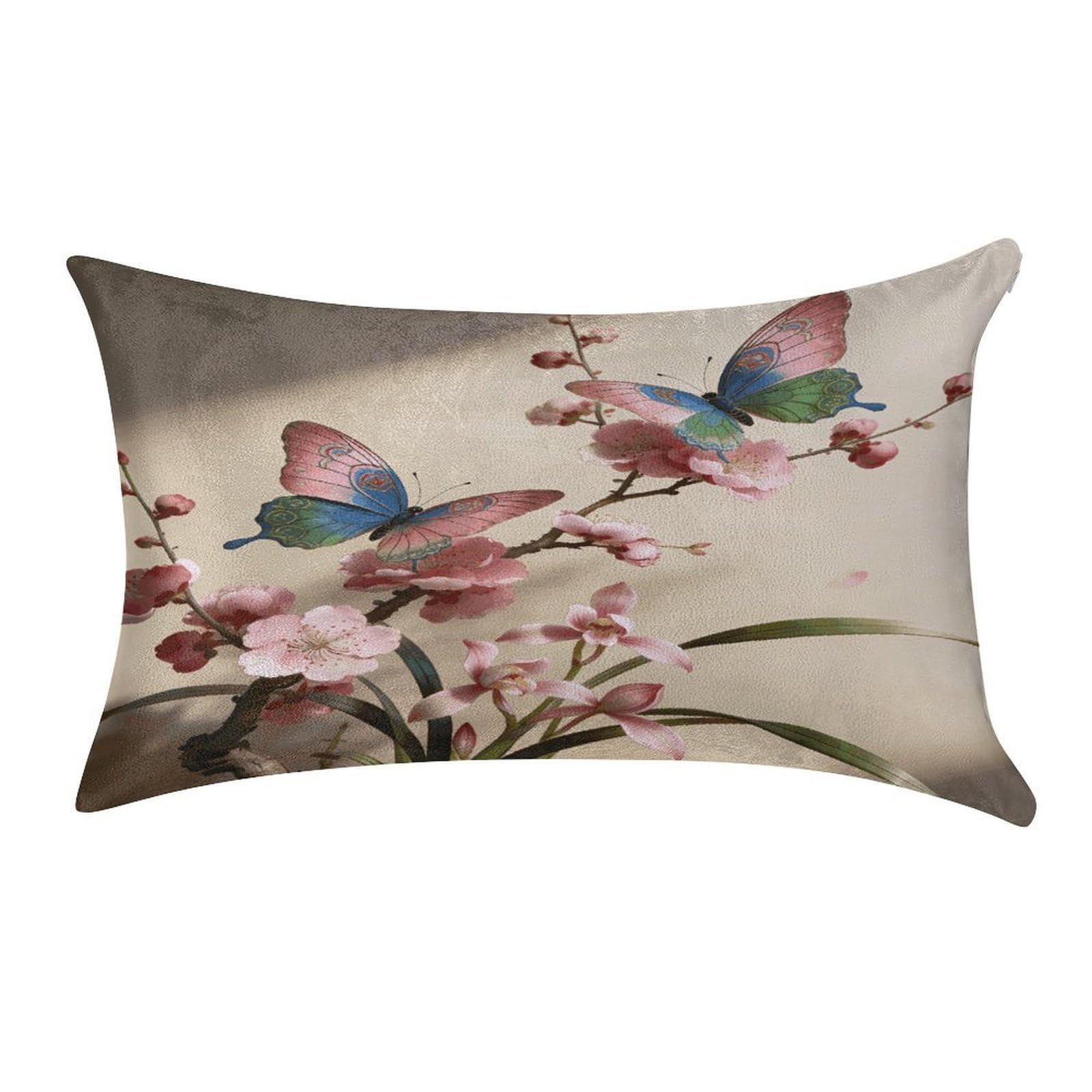 Fodpand Style Butterfly Perches On The Spring Branch. Pillowcase,Elegant Designed Home Decor,Velvet Pillowcase,Soft And Cozy,Pillow Case Cover With Hidden Zipper For Bedroom, Sofa, Couch