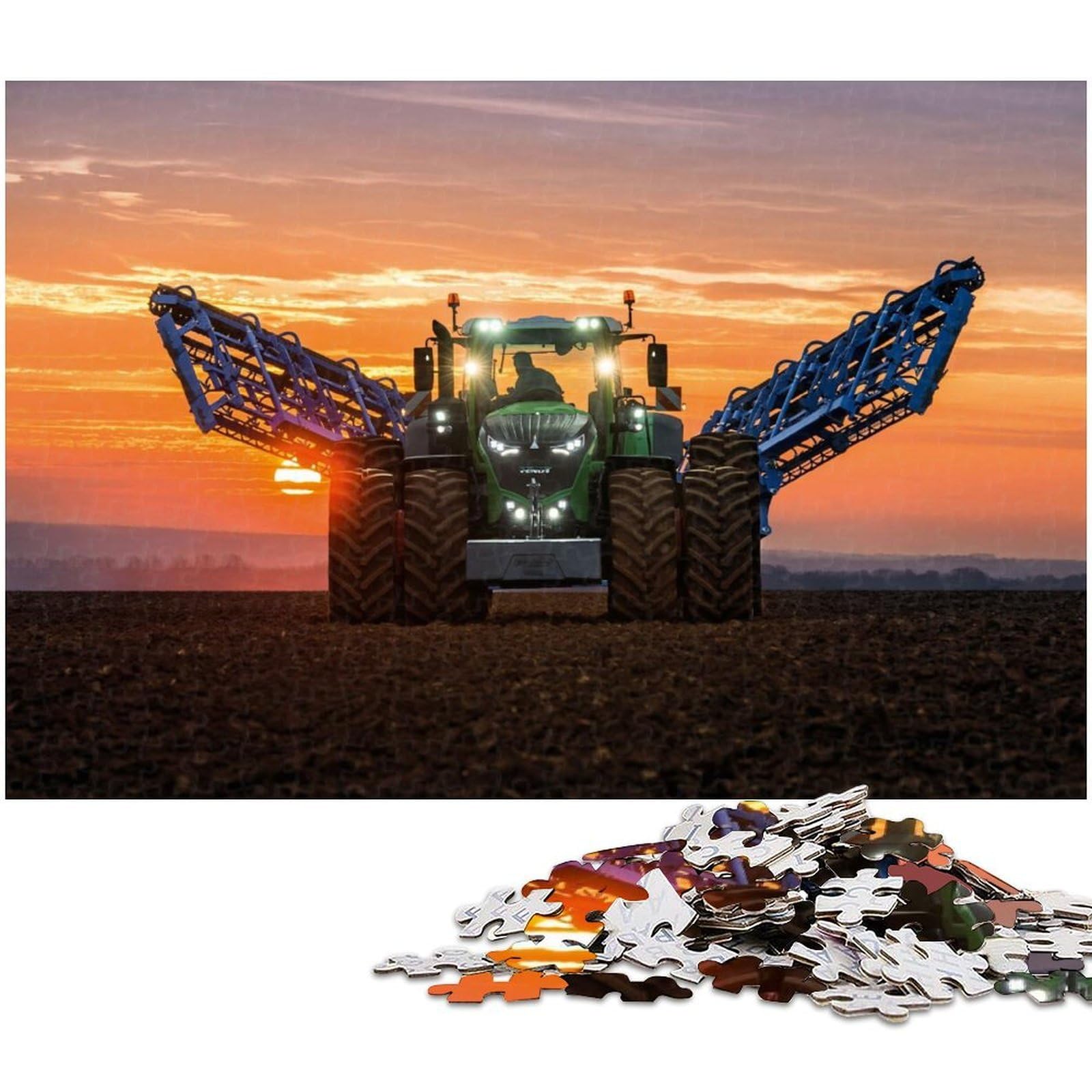 Farming Tools Tractors 1000-Piece Jigsaw Puzzle cardboard Jigsaw Puzzles for Adults Ideal for Teenagers & Collectors, Travel Gift, Family Activity 26X38CM/10.23x14.96inch