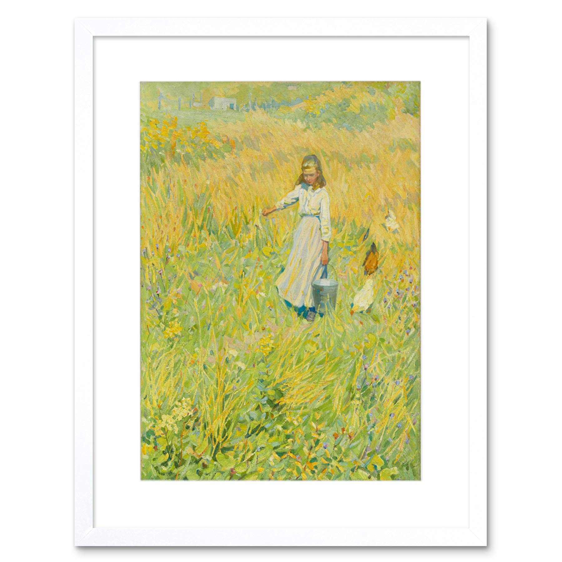 Wee Blue Coo Painting Meadow Helen Galloway Mcnicoll The Little Worker Framed Wall Art Print