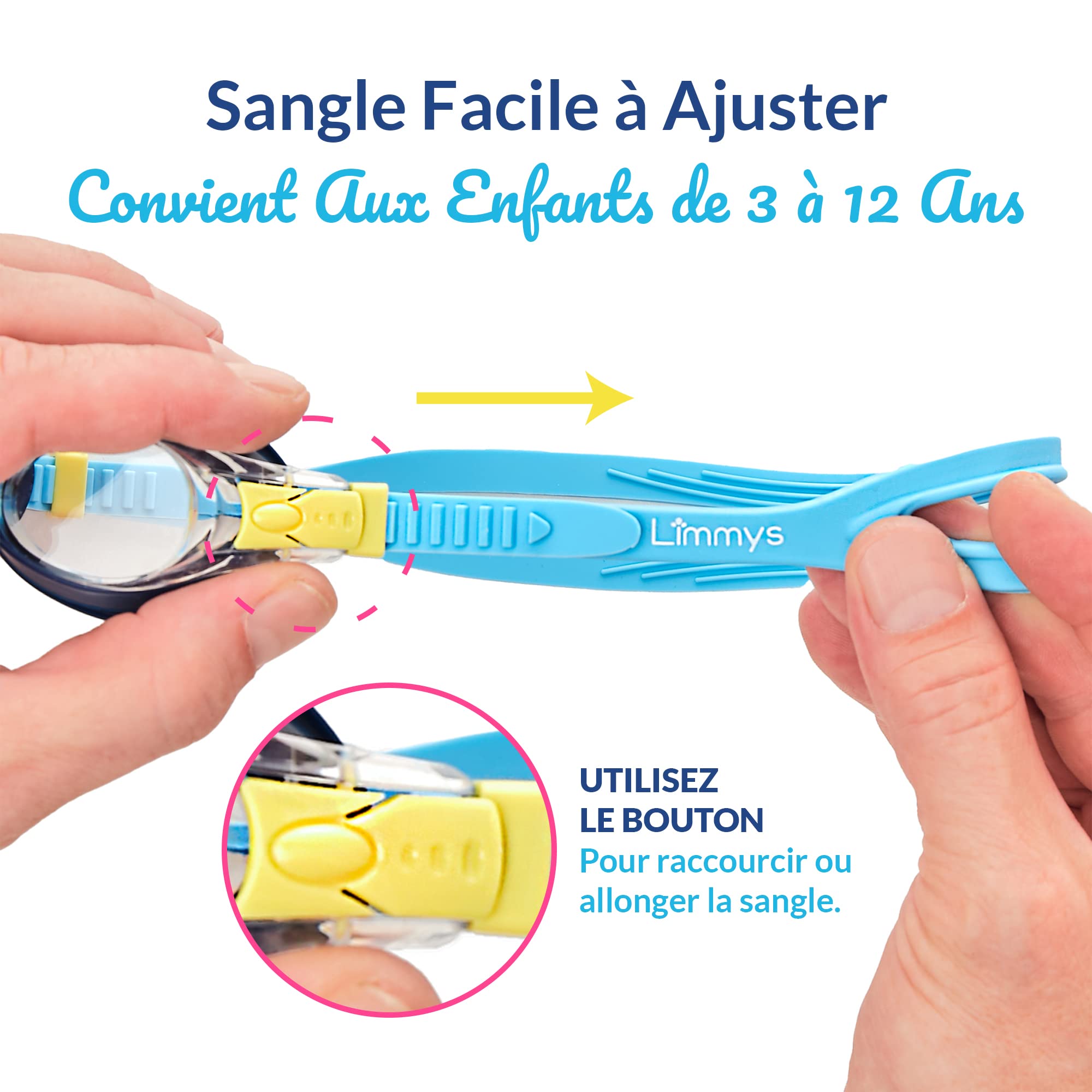 Limmys Lunettes de Natation Enfant 3-12 Ans Anti-Buée UV400 Protection Étanches