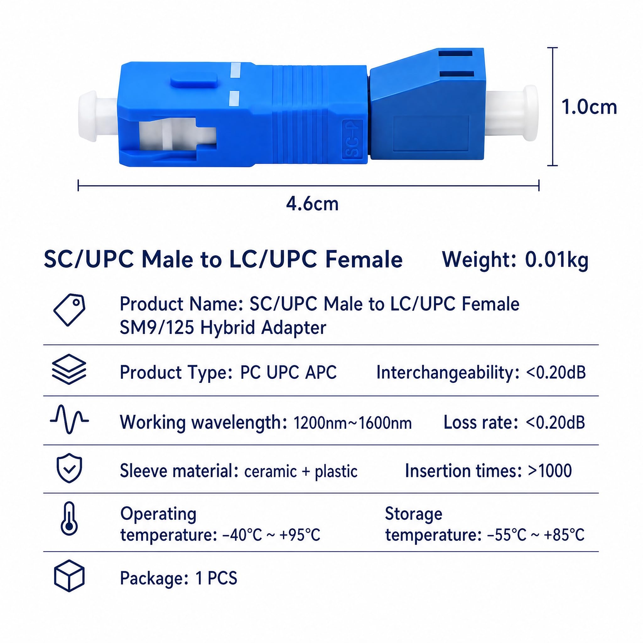 Localisateur visuel de défauts | testeur de câble à fibre optique 100mW | Avec 2 adaptateurs | compatible avec les connecteurs SC/FC/ST/LC | longueur d'onde 650 ± 10 nm