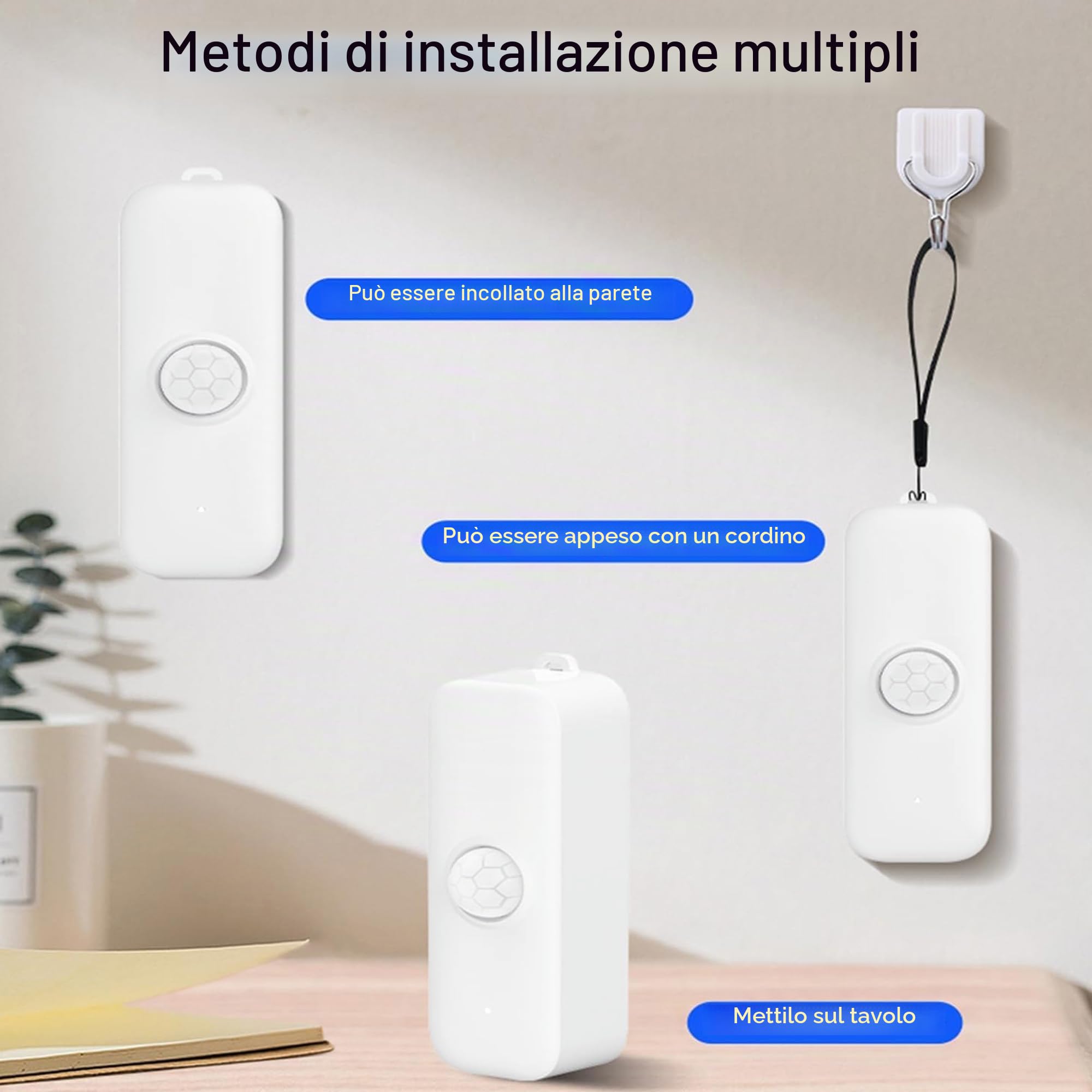 Sensore di movimento intelligente, sensore di movimento PIR WiFi per sistema di allarme, con monitoraggio remoto dell'app, attivazione di luci e scene, compatibile con Alexa.4PCS