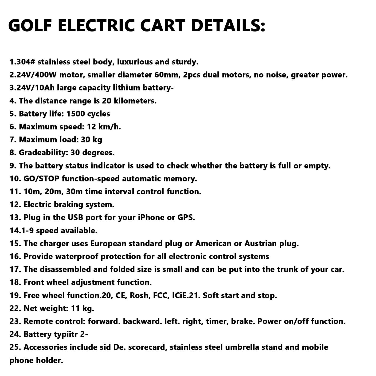 Carrito de golf eléctrico, ligero, control remoto, capacidad de escalada de 30 grados, sin ruido, 3 ruedas, mango práctico, marcador y soporte