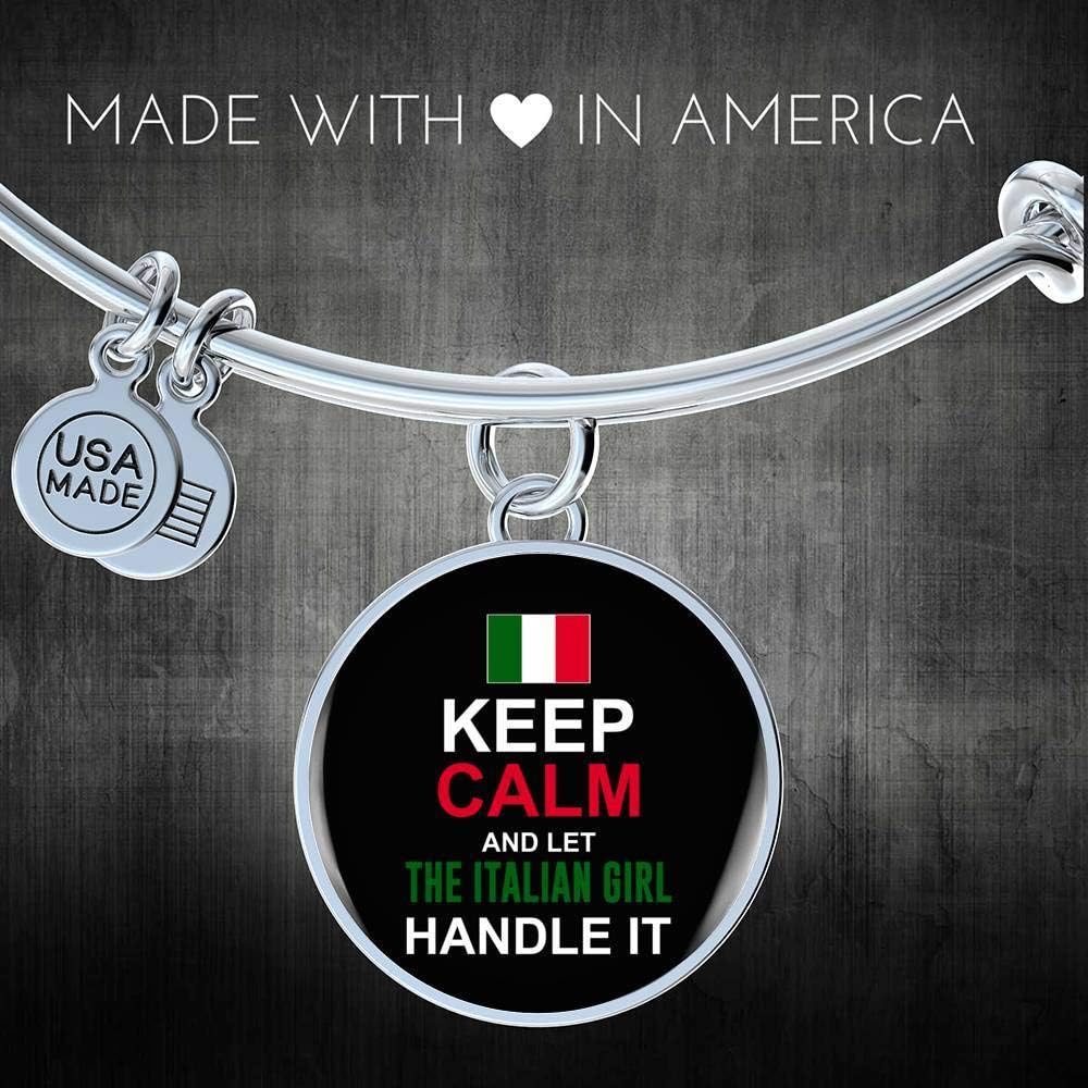 P.S. I Love Italy Let Italian Girl Handle It With Circle Charm Bangle for Amazon stainless steel