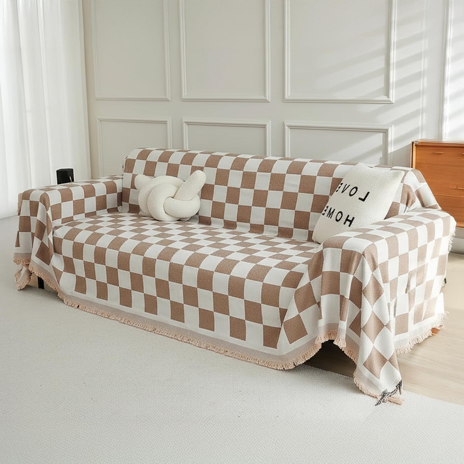 Black Chenille Sofa Cover - Reversible & Anti-Slip -27