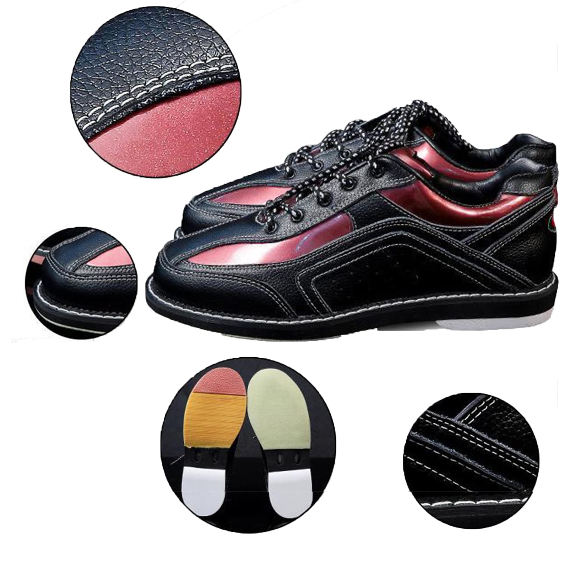 Herren Bowlingschuhe Anti-Rutsch-Leder Leichte Bowlingschuhe Dämpfung Atmungsaktiv