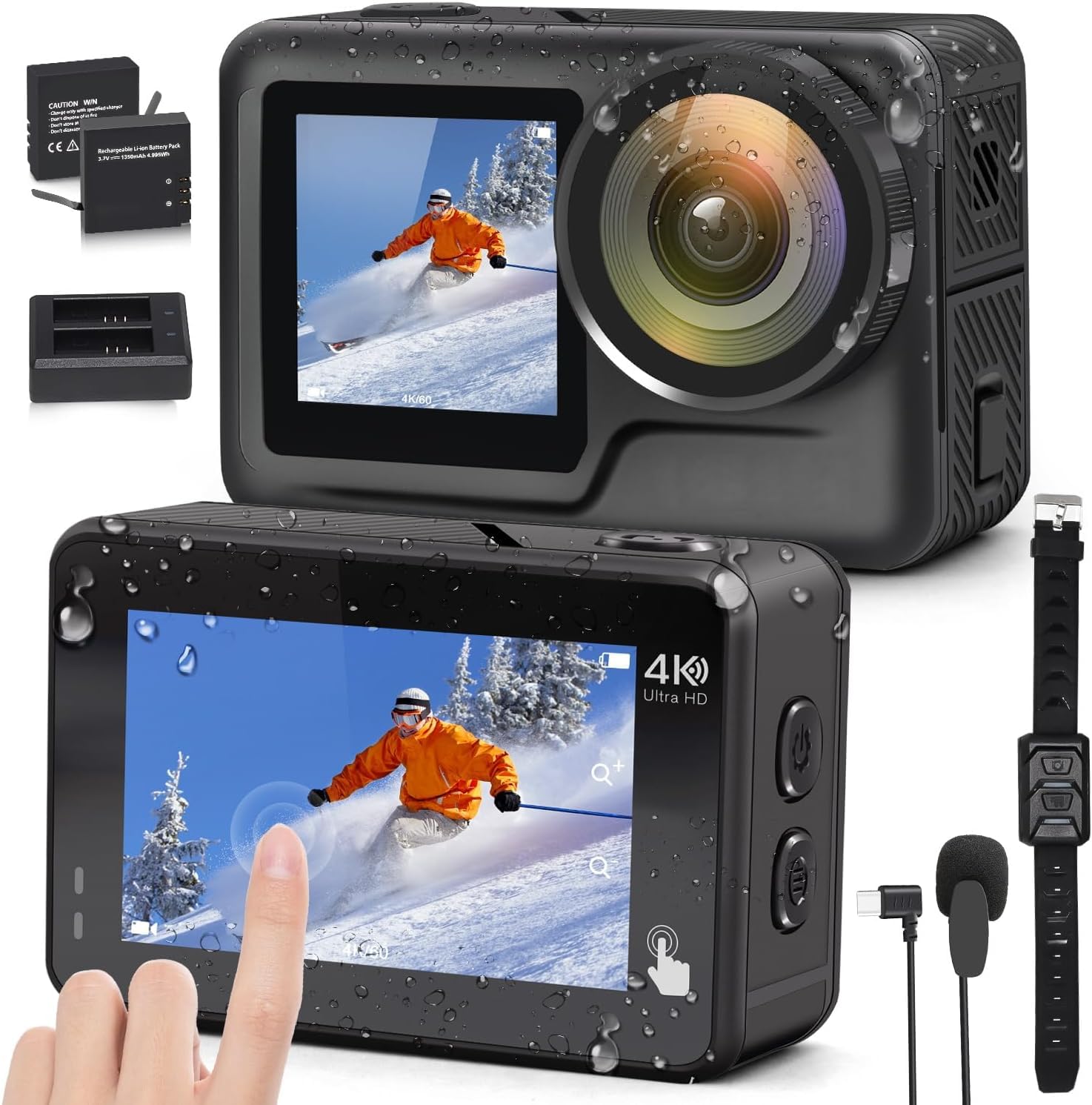 JOH 4K Action Camera with Dual Screens, Waterproof, 4K/60FPS, Voice Control, WiFi, Image Stabilization, Slow Motion, 128GB Storage, 25 in 1 Accessories, Perfect for Vlogging-image-15