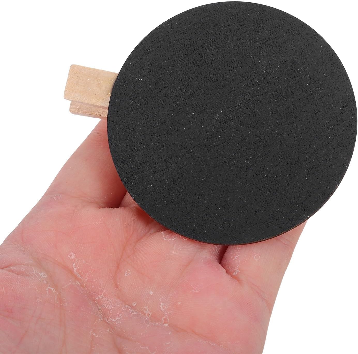 DOITOOL 50pcs Mini Round Chalkboard with Wooden Clip, Compact Reusable Writable Memo Holder Clip, Decorative Accent for Living Room and Workspace, Easy Attachment Display Board