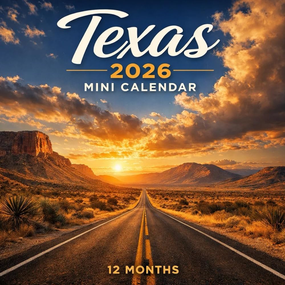 2026 Texas Mini Calendar , 12 MONTHS