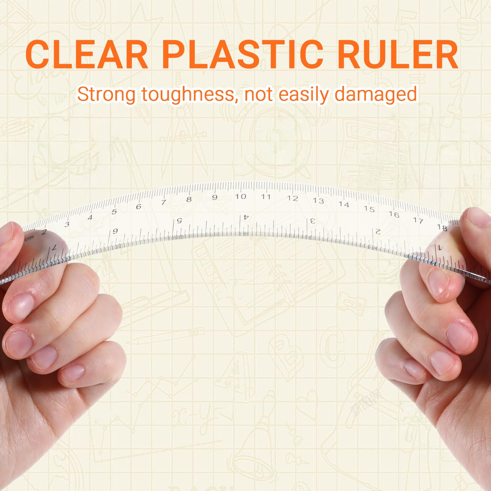 3Pcs Clear Ruler, 6 Inch 8 Inch 12 Inch Plastic Ruler Set Acrylic Straight Rulers with Centimeters and Inches Transparent Measuring Tools for Student School Office - Image 3